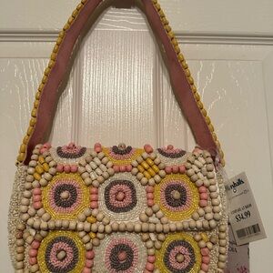 Beaded Pink and Yellow Handbag